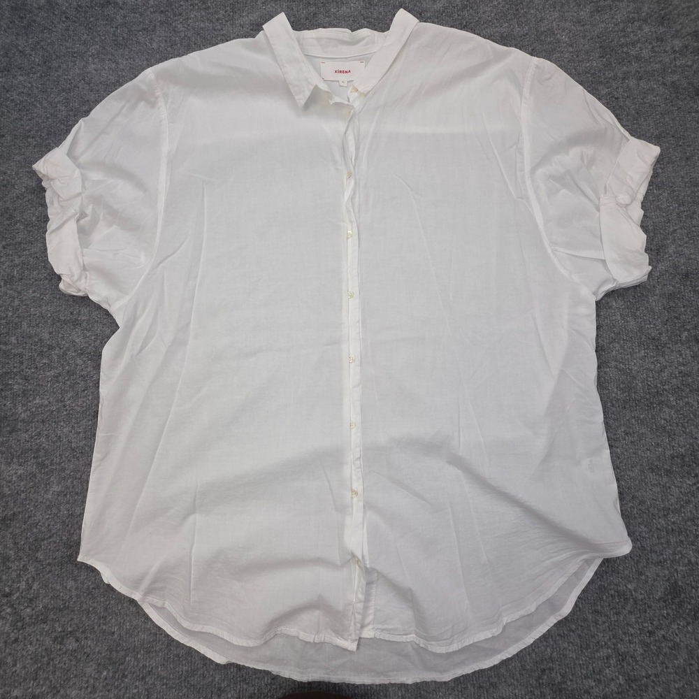 Xirena Channing Cotton Shirt Size XL White Chic Casual Comfy